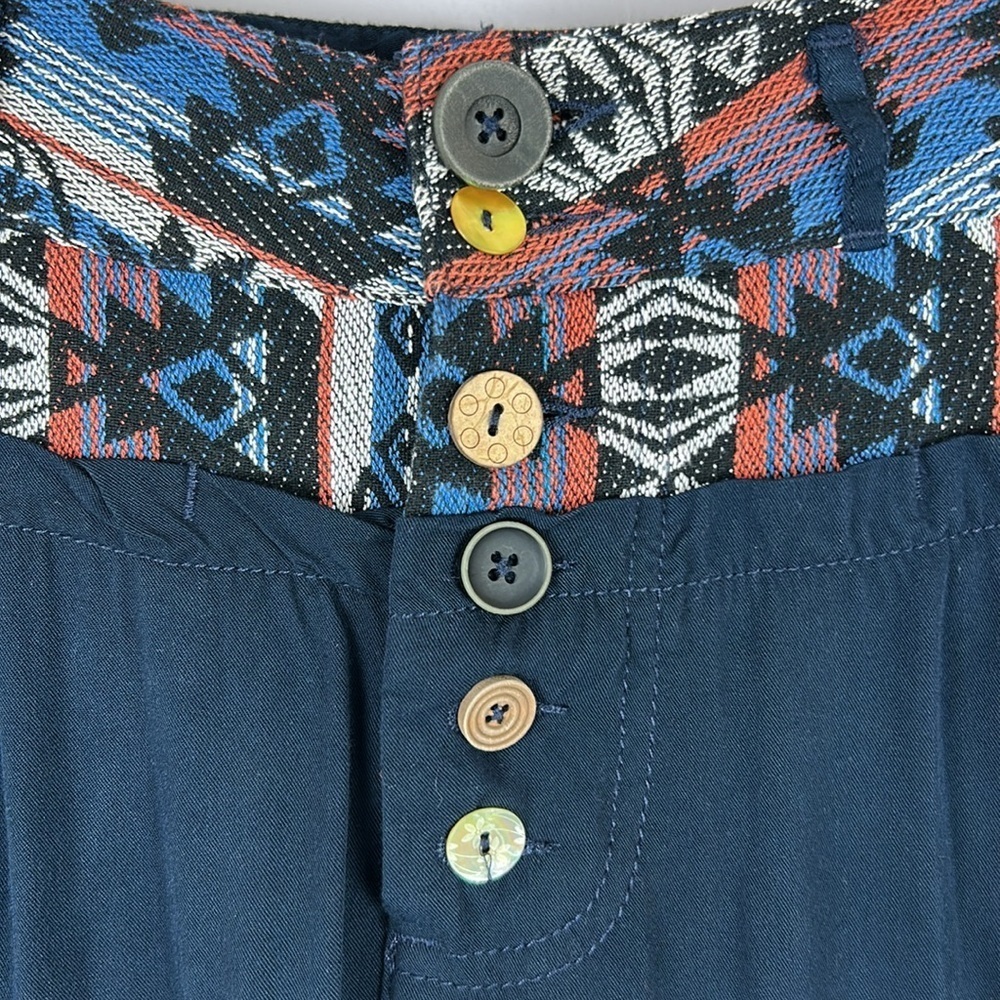 Desigual Aztec Embroidered Knitted Waist Mismatch Buttons Skirt Medium EU 4 Blue - Picture 5 of 13
